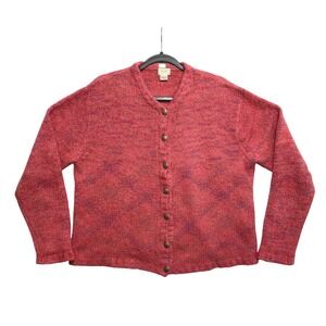 ALPS Cardigan Sweater Womens XL Red Speckled Mohair Blend Button Front